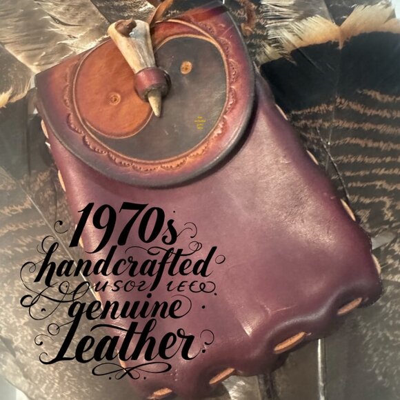Hand~Crafted @ 1975 Renaissance Faire Accessories - VTG Leather Belt Pouch Handcrafted Renaissance Faire Medieval Cosplay LARP SCA